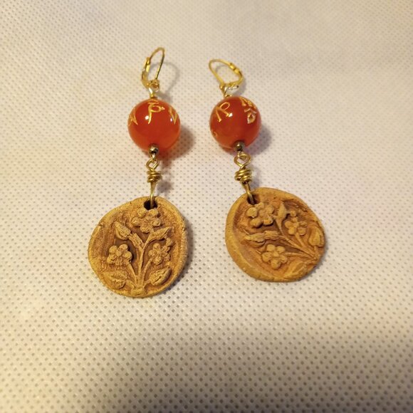 Boho Style Earrings W/ Carnelian Stone - Picture 2 of 2